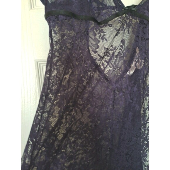 Vintage Victoria's Secret Slip Dress Small Purple Lace Mesh Sheer Babydoll Y2K - Picture 8 of 8